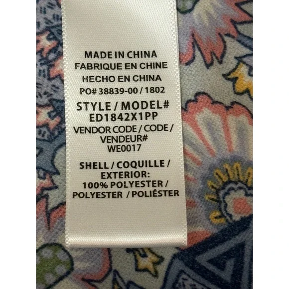 Ella Moss Maxi Dress Floral Print V Neck‎ Tie Waist Casual Blue Size L - Picture 5 of 8